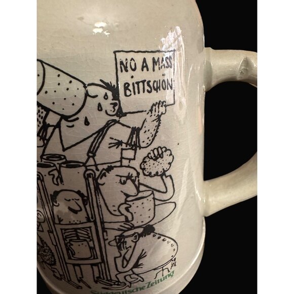 Süddeutsche Zeitung German Ceramic Beer Stein Mug 1L With Comical Cartoon Design - Picture 4 of 7
